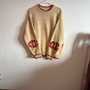 Urban Outfitters Tan and Red Crewneck Sweater